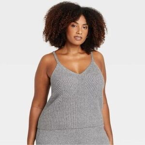 Plus size Auden Gray Ribbed Knit Tank Top 1X. New with tags